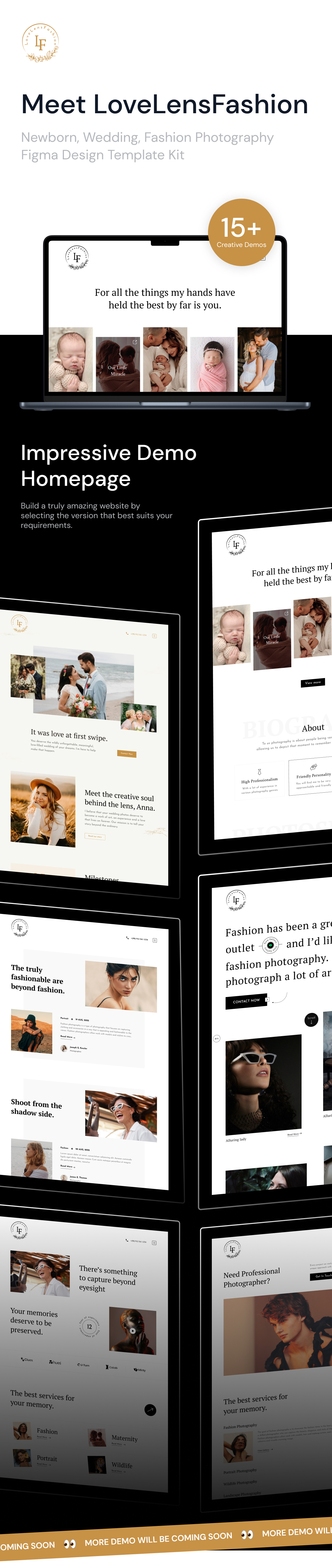 LoveLensFashion - Newborn, Wedding, Fashion Photography Figma Design Template Kit - 1